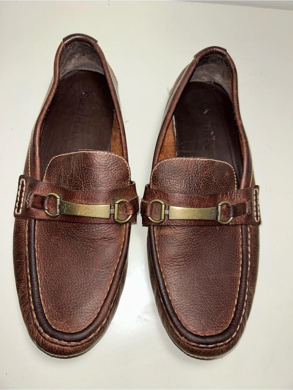 Cole Haan Somerset Link Bit II Brown Leather Slip On Driving Loafer